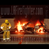 photograph of fiery freeway crash.