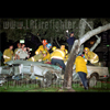 photograph of large car accident.