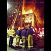 photograph of downtown fire