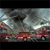 photograph of L.A. City firetrucks in action.